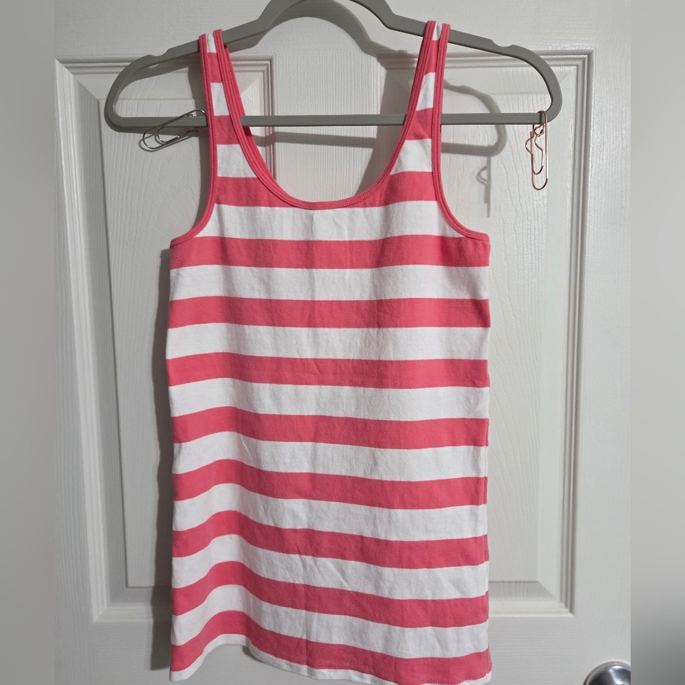 Gap Pink and White Striped Tank Top